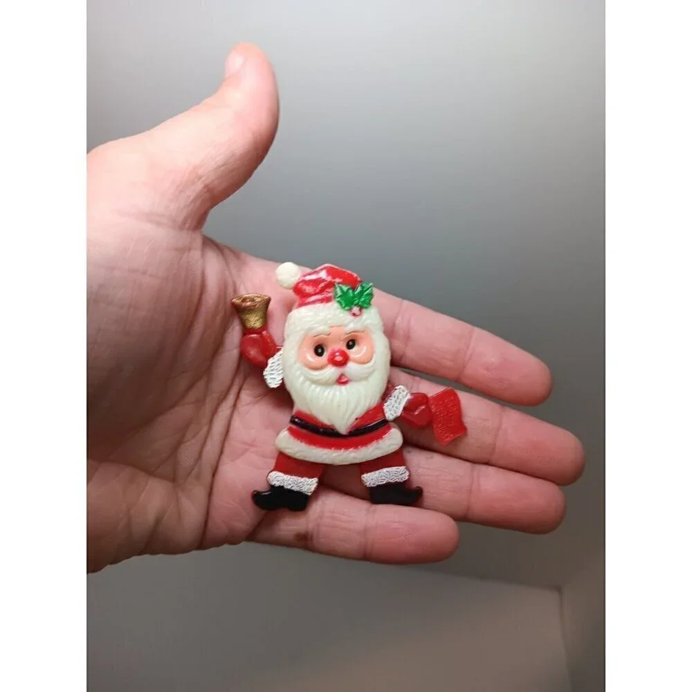 Christmas Santa Doll Moving Extremities Eyes Open And Close Vintage Brooch